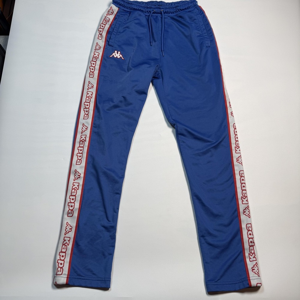 Kappa Blue Logo Tape Track Pants Mens Small Athletic Knit Joggers